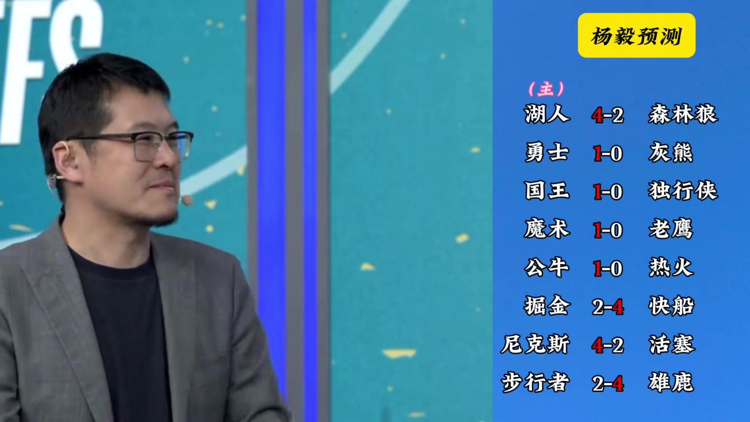 明燈來了！看看楊毅的季后賽預(yù)測(cè)：湖人4-2狼 快船4-2掘金